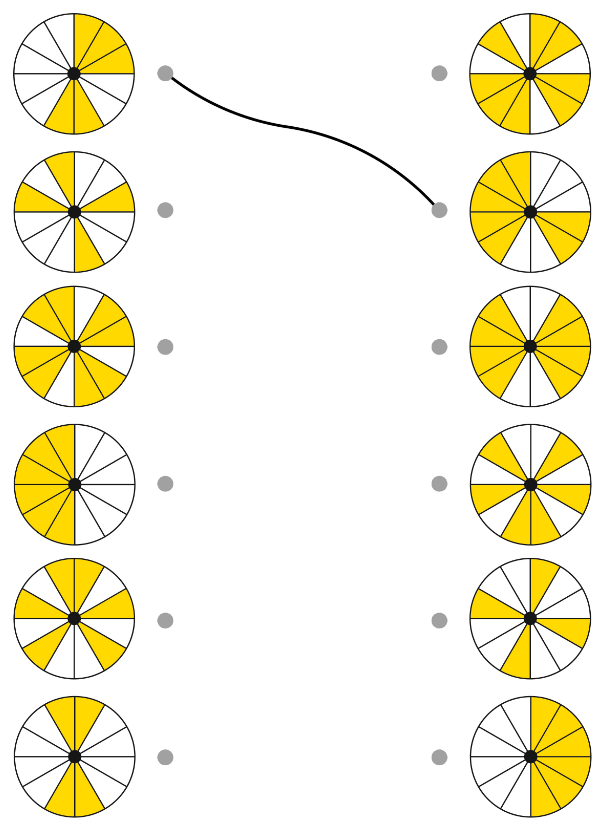 Nối 2 hình tròn để thành 1 hình tròn được tô màu đầy đủ