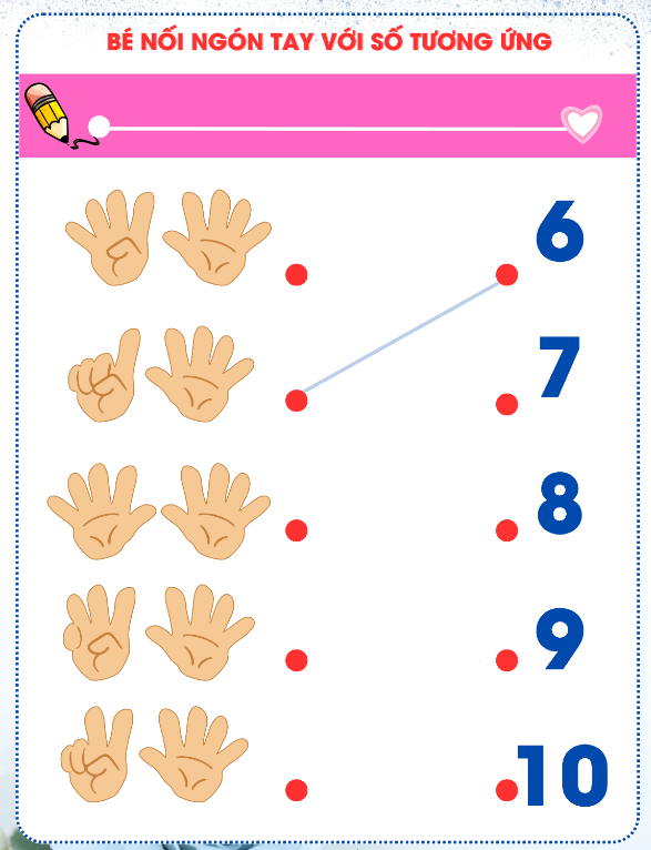 Bé nối ngón tay với số tương ứng