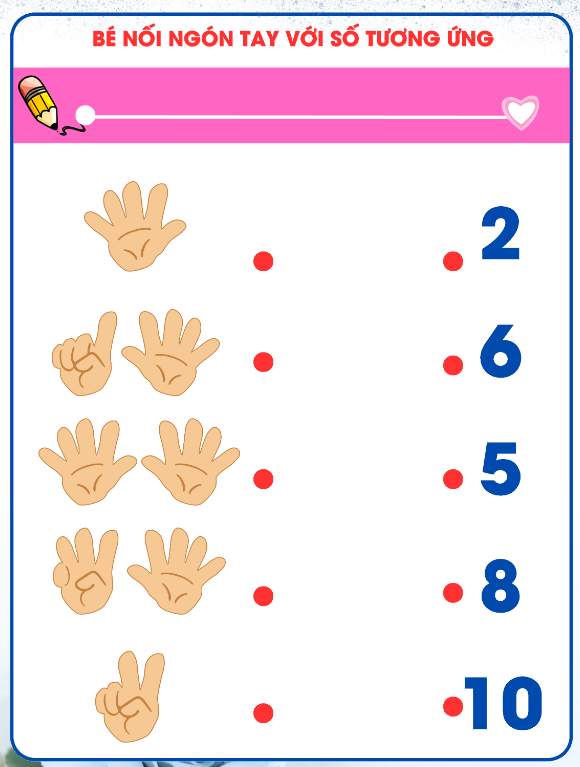 Bé nối ngón tay với số tương ứng
