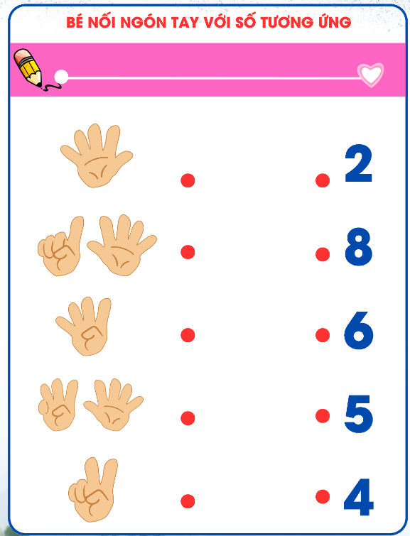 Bé nối ngón tay với số tương ứng