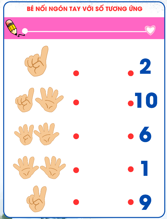Bé nối ngón tay với số tương ứng