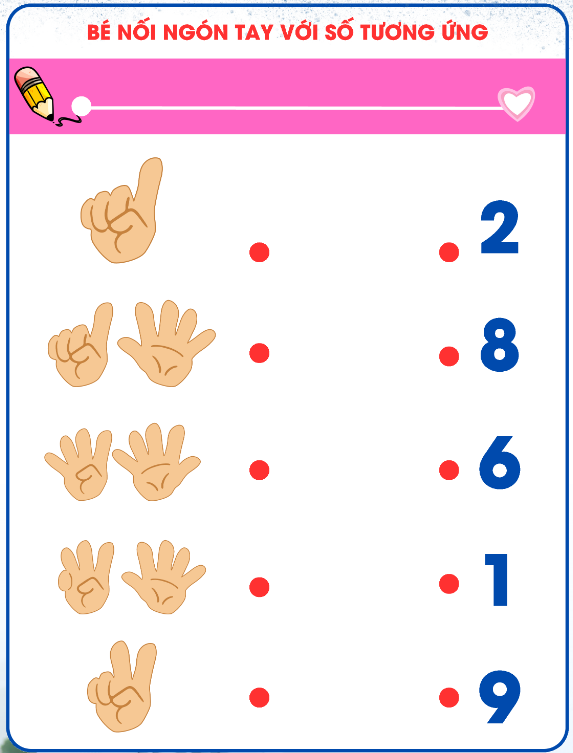 Bé nối ngón tay với số tương ứng