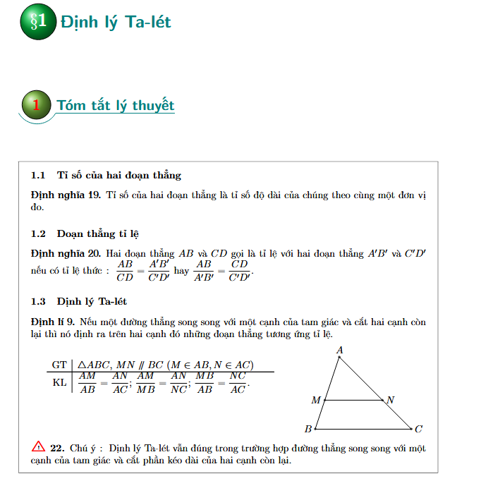 Các dạng bài tập về tam giác đồng dạng - Toán 8