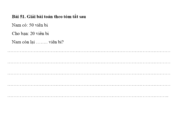 51 BÀI TOÁN CÓ LỜI VĂN LỚP 1