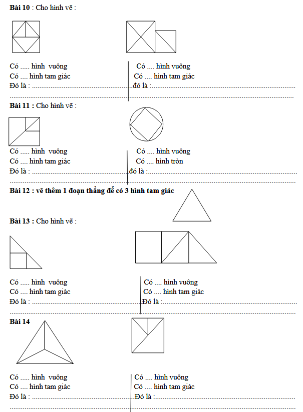 BÀI TẬP ĐẾM HÌNH - Lớp 1