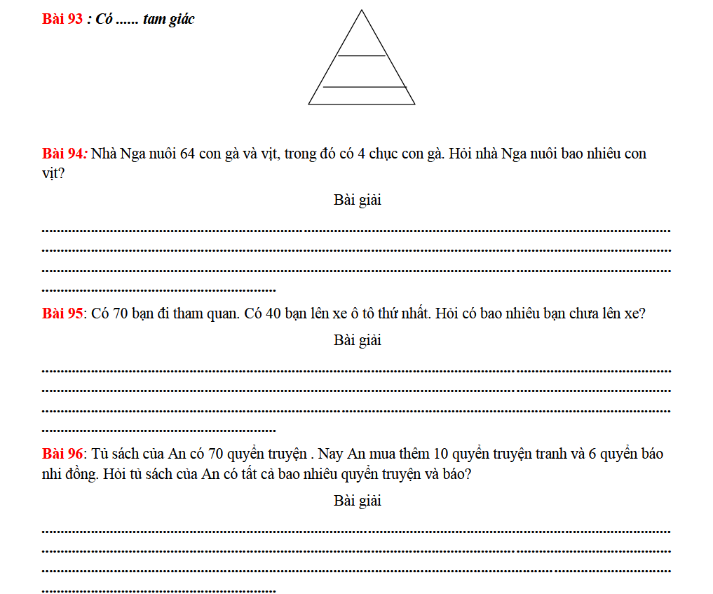 Tuyển tập 270 bài tập ôn các dạng toán lớp 1