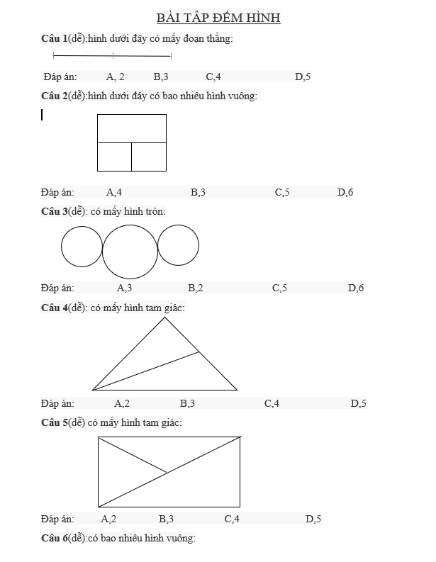 BÀI TẬP ĐẾM HÌNH LỚP 2