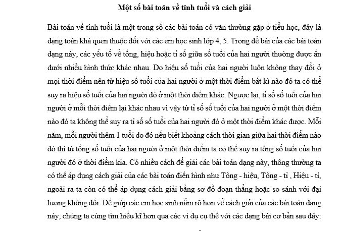 Phương pháp giải bài toán tính tuổi - Toán lớp 3