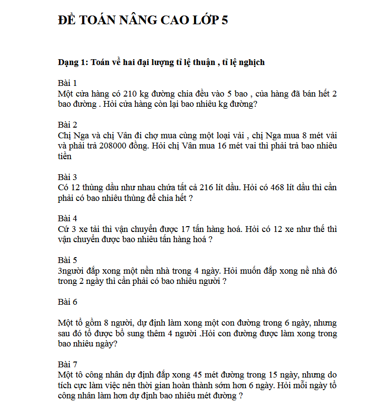 50 bài toán nâng cao lớp 5