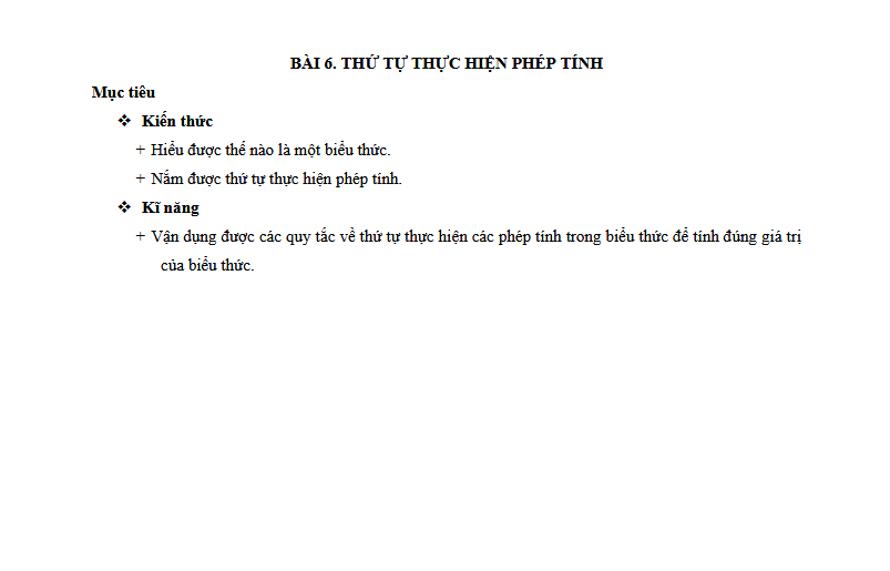 Chuyên đề - THỨ TỰ THỰC HIỆN PHÉP TÍNH - Toán lớp 5